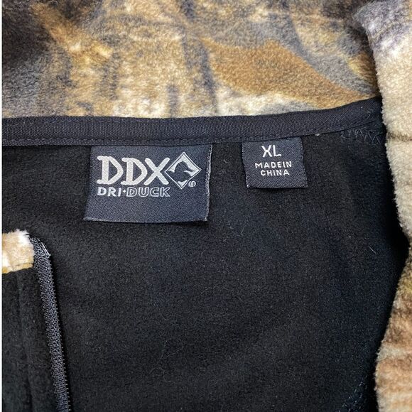 DDX DRI DUCK Sweatshirt Mens XL Black Fleece Camo Matrix Anti Static Quarter Zip - Picture 5 of 11